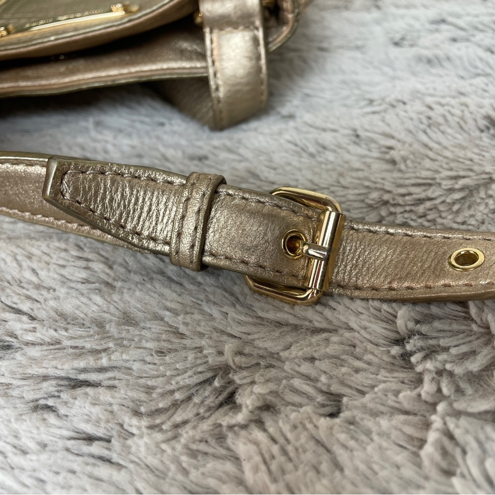 Michael Kors Moxley Small Leather Metallic Gold Crossbody - Picture 8 of 11